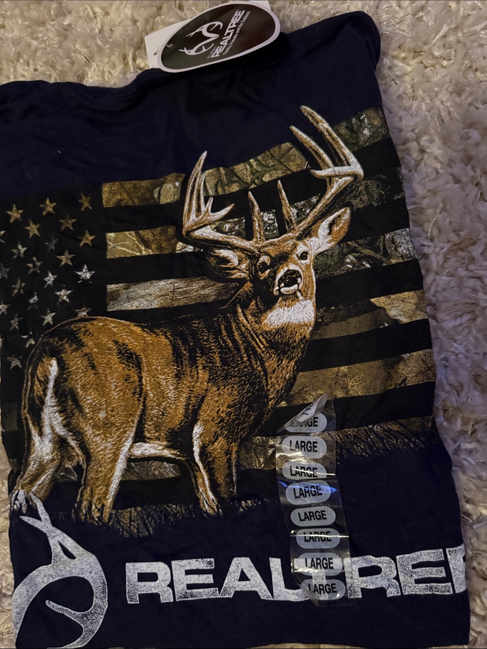 Men’s Navy Blue Deer Hunting 🦌 T-shirt In Large
